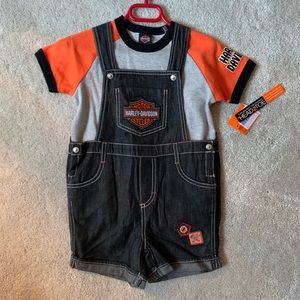 Harley Davidson Short Overalls and Shirt Set
